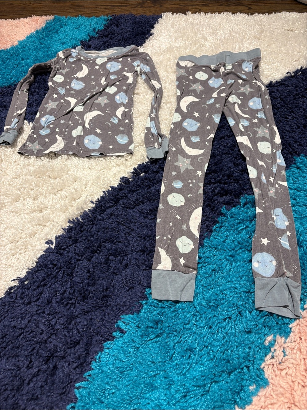 Little Sleepies Gray Space Print Pajama Set with Blue Accents